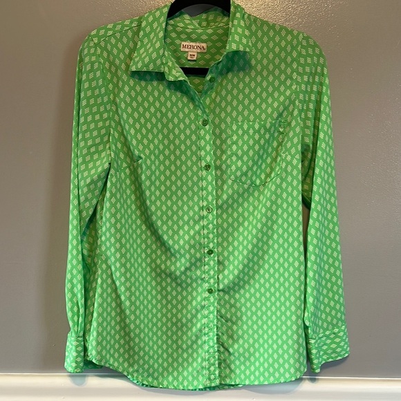 Merona Tops - Merona Green Long Sleeve Button Down Shirt with Notched Collar